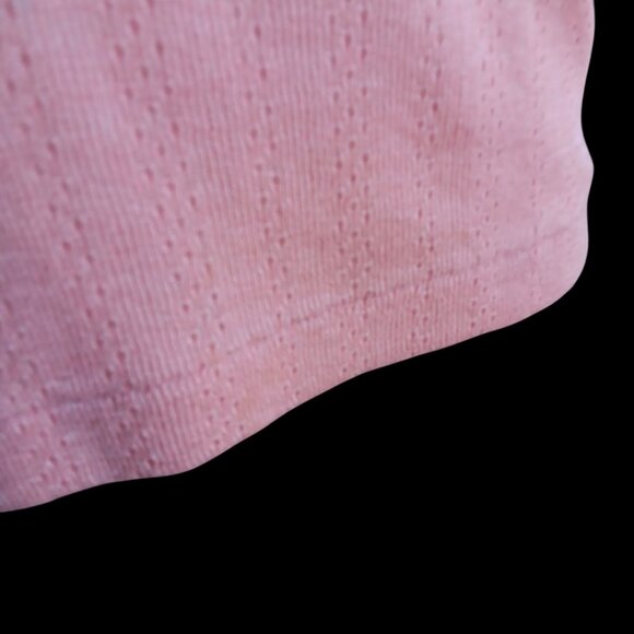 Vintage Women's Small Knitted Top K-mart 80's Trash Pink Short-Sleeve Lace Trim - Picture 3 of 8